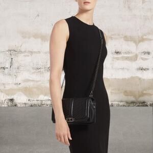 Rebecca Minkoff Black Chevron Quilted Small Love Crossbody  with black hardware